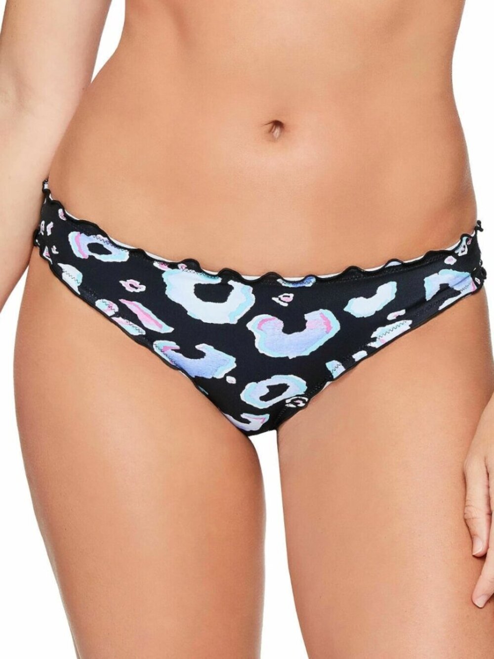 Salt + Cove Womens Animal Instinct Ruffled Printed Swim Bottom Beach Size L NWT